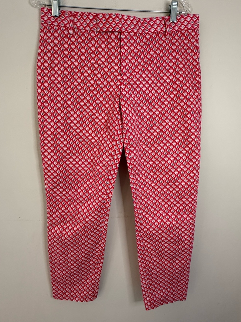 Gap Slim Cropped pants preppy red white blue boho pattern SZ 6
